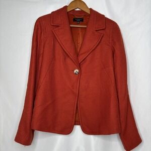 Talbots Women's 10‎ Wool Blend Blazer Jacket 1 Button Rust Orange Career